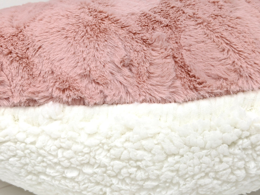 Tache Faux Fur Pink White Heart Shape Throw Pillow (#7)