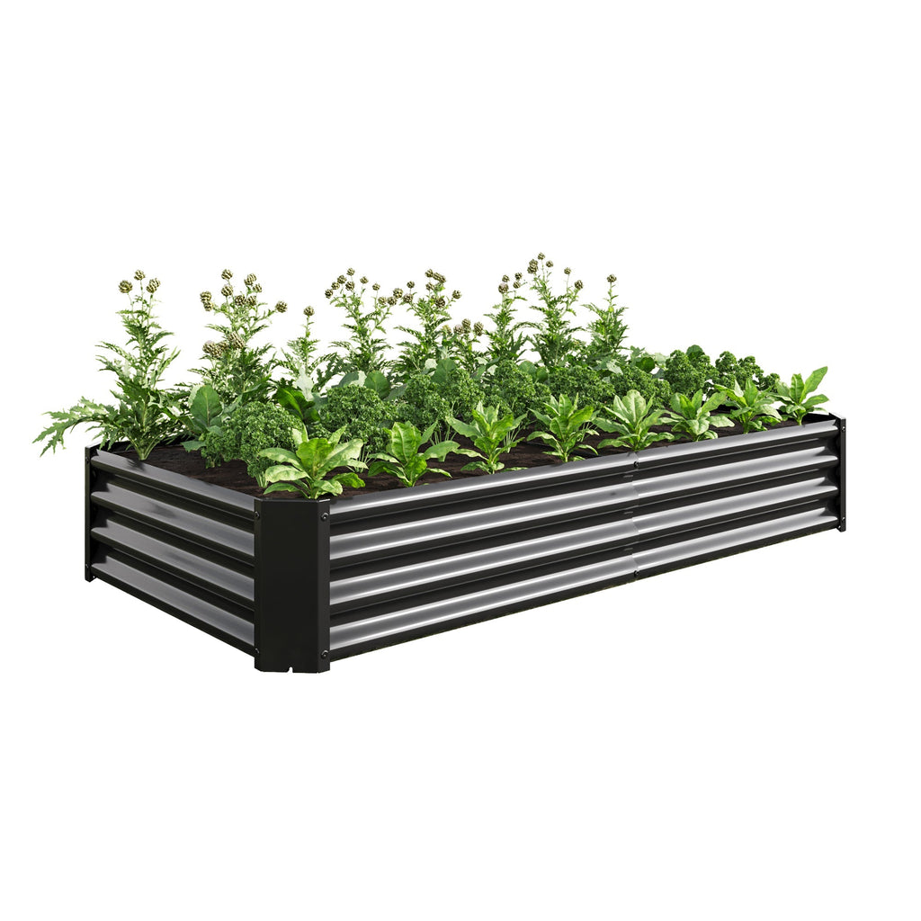 Metal Raised Garden Bed 6x3x1 Ft with Open Base - Silver