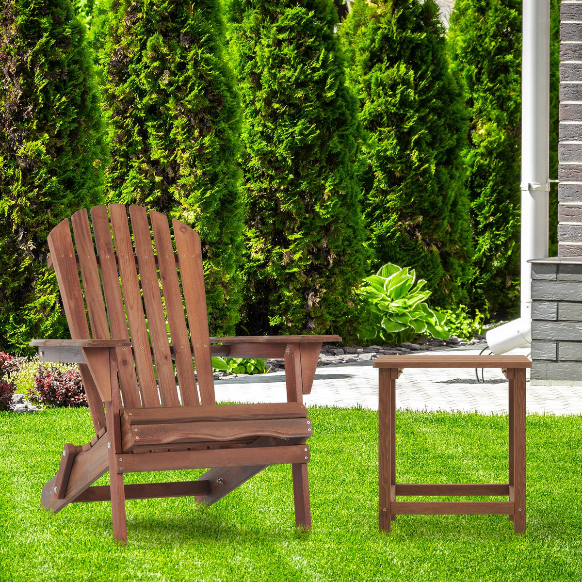 Hemlock Wood Outdoor Folding Adirondack Chair Set of 2