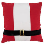 Fennco Styles Santa Belt Design Decorative Throw Pillow 18" W x 18" L – Red Festive Cushion for Christmas, Holiday, Couch, Sofa, Bedroom, Office and Living Room Décor