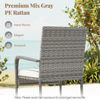 3 Piece Patio Furniture Set with Seat Cushions and Tempered Glass Tabletop for Balcony