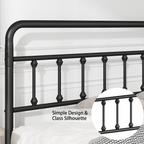 Metal Full Size Bed Frame with Headboard and Under Bed Storage - Black