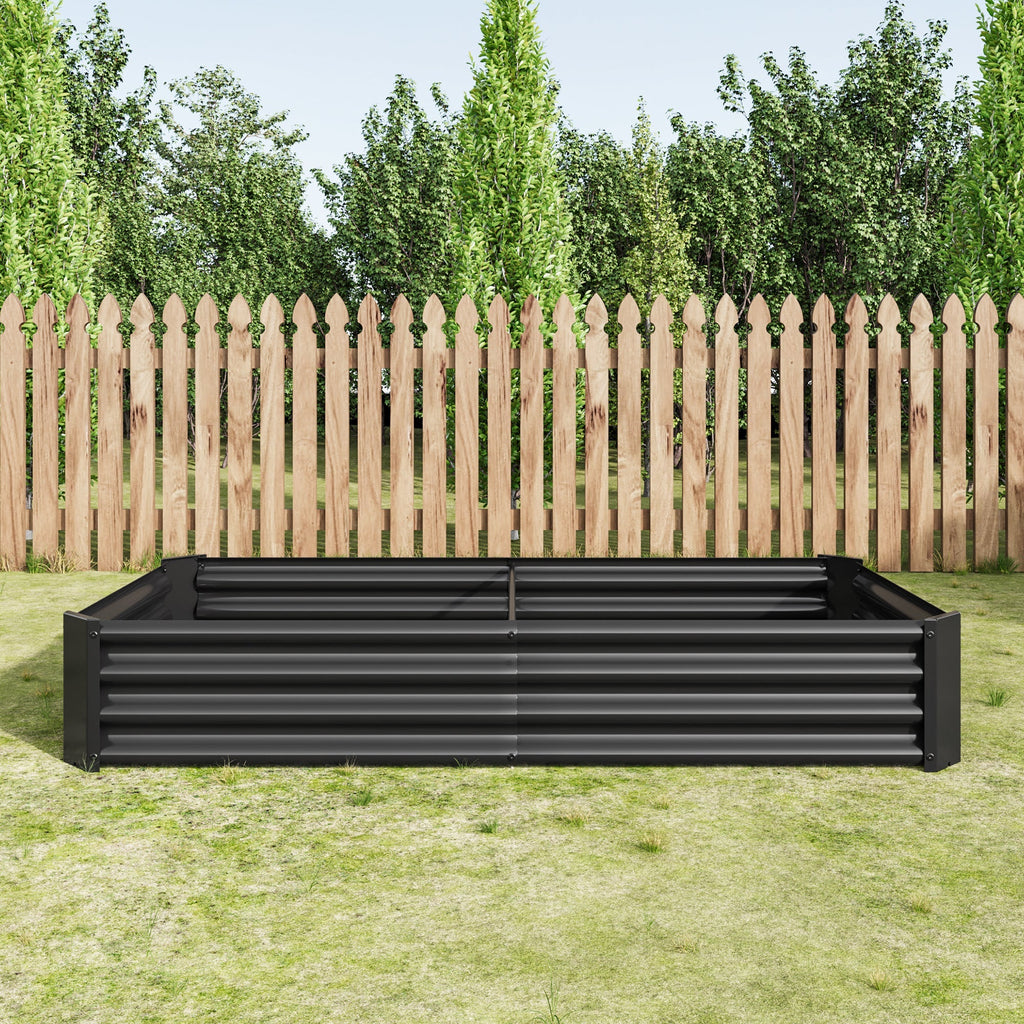 Metal Raised Garden Bed 6x3x1 Ft with Open Base - Silver