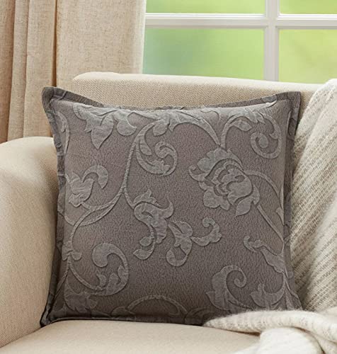 Fennco Styles Floral Design Decorative Filled Throw Pillow 17" W x 17" L - White Flower Square Cushion for Home, Couch, Office, Bedroom and Living Room Décor