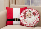 Fennco Styles Santa Belt Design Decorative Throw Pillow 18" W x 18" L – Red Festive Cushion for Christmas, Holiday, Couch, Sofa, Bedroom, Office and Living Room Décor