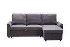 Modern Modular L-Shaped Sofa Bed with Chaise - Dark Grey Linen