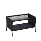 4 PC Rattan Patio Furniture Set with Cushioned Sofa - Black