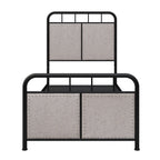 Twin Size Linen Upholstered Platform Metal Bed Frame