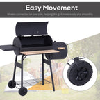 48" Steel Charcoal BBQ Grill and Offset Smoker Combo - Black