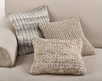 Fennco Styles Hand Cable Knit Design Accent Cushion Wool Down Filled Home Decorative Throw Pillow 18" Square (Chunky Cable Knit)