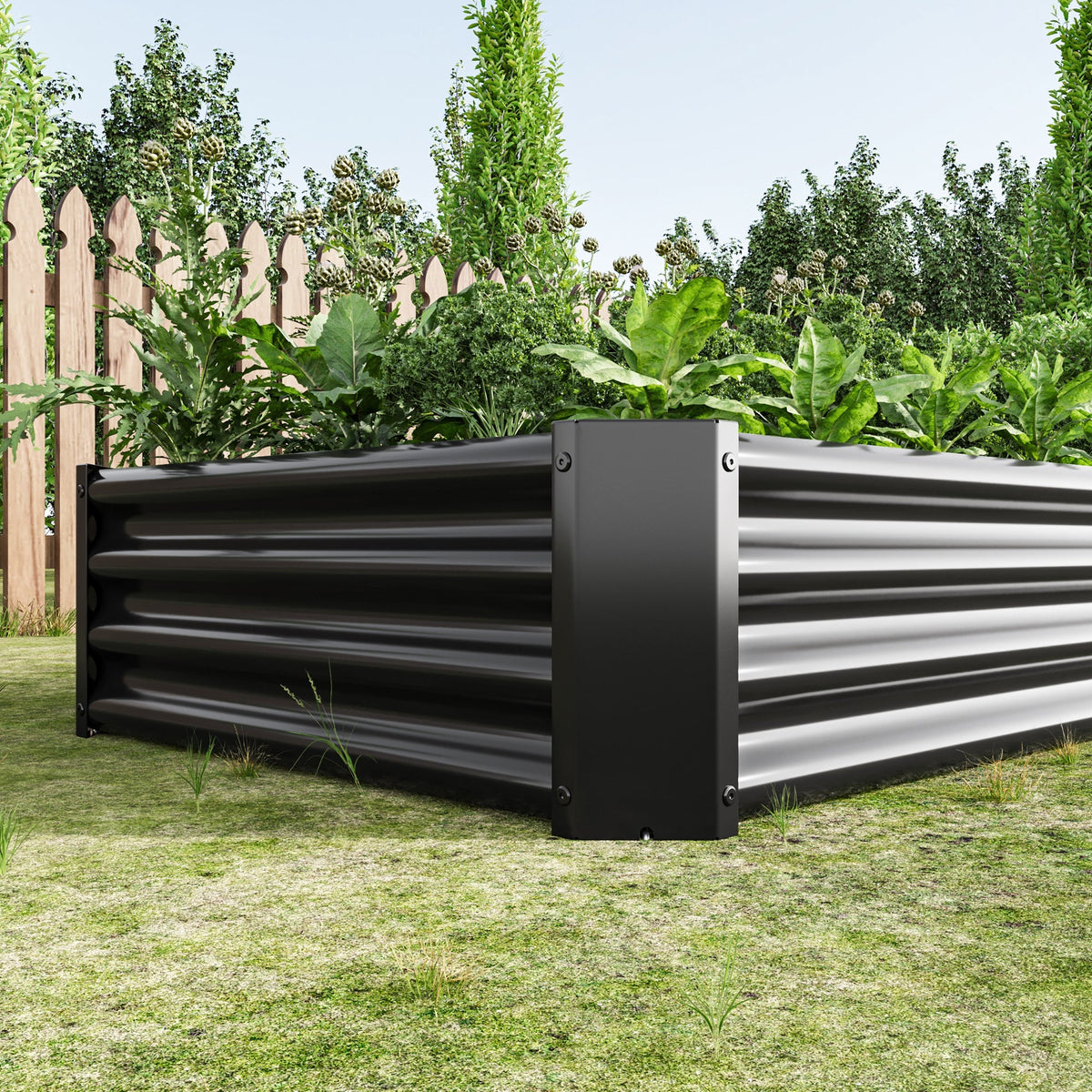 Metal Raised Garden Bed 6x3x1 Ft with Open Base - Silver