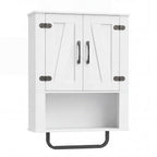 Bathroom Wall Cabinet with Barn Doors and Towel Bar