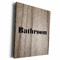 3dRose Florene - Designer Textures III - Print of Beige Bath Towel with Word Bathroom - Museum Grade Canvas Wrap (cw_211428)