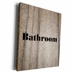 3dRose Florene - Designer Textures III - Print of Beige Bath Towel with Word Bathroom - Museum Grade Canvas Wrap (cw_211428)