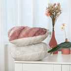 Tache Faux Fur Pink White Heart Shape Throw Pillow (#7)