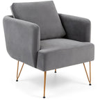 Velvet Accent Chair with Back Cushion and Golden Metal Legs