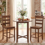 Counter Height Bar Stools Set of 2 - Rubber Wood Frame