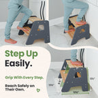 2-Step Wooden Stool for Toddlers(Step Stool for Children Ages 2+)