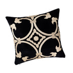 Black Velvet Pillow Cover with Gold Embroidery, 20 x 20