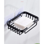 Creative Drill Free Soap Dish Holder Wall Mounted Storage Rack Toilet Soap Box Sponge Dish Bathroom Accessories Soap Dish Holder with Loofah Bath Sponge Towel Razor Holder for Bathroom Shower Kitchen Adhesive Wall Mounted No Drilling