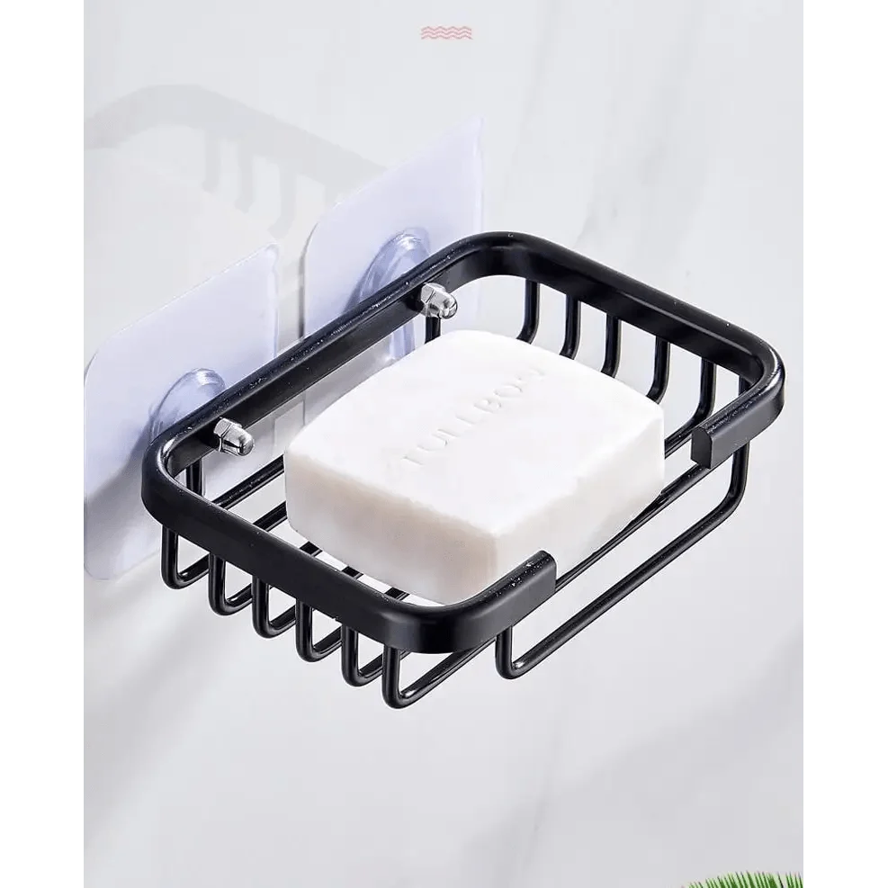 Creative Drill Free Soap Dish Holder Wall Mounted Storage Rack Toilet Soap Box Sponge Dish Bathroom Accessories Soap Dish Holder with Loofah Bath Sponge Towel Razor Holder for Bathroom Shower Kitchen Adhesive Wall Mounted No Drilling