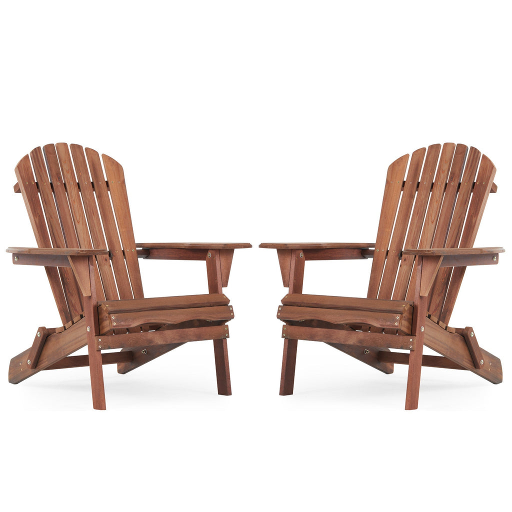 Hemlock Wood Outdoor Folding Adirondack Chair Set of 2