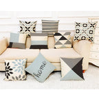 Elegant Pattern Printed Throw Pillow Modern Soft Linen Blend Cushion Home Decorative Fashion Geometric Pattern Throw Pillow Covers Square Decorative Cushion Case For Home Pillows Case