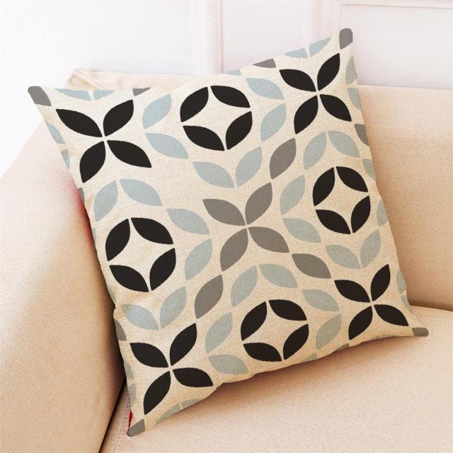 Elegant Pattern Printed Throw Pillow Modern Soft Linen Blend Cushion Home Decorative Fashion Geometric Pattern Throw Pillow Covers Square Decorative Cushion Case For Home Pillows Case