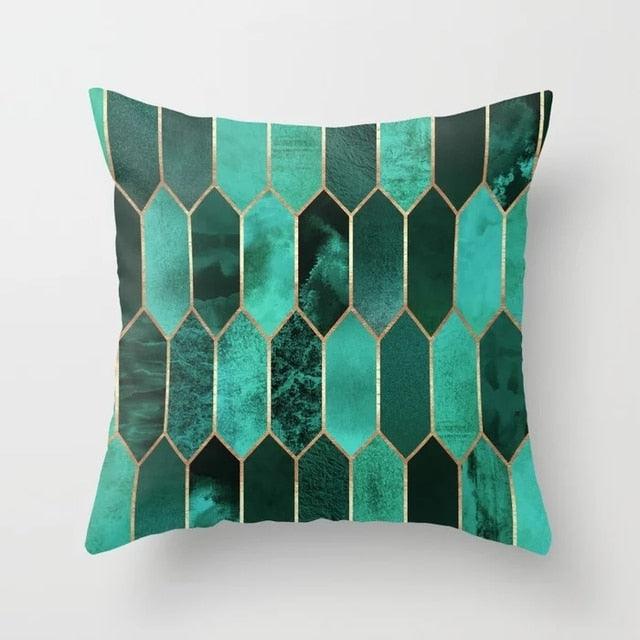 Flower Leaves Pattern Throw Pillow Case Teal Blue Cushion Covers Modern Teal Throw Pillow Covers Ocean Bohemia Decorative Couch Pillow Cases Sea Cotton Linen Decorative Pillowcases