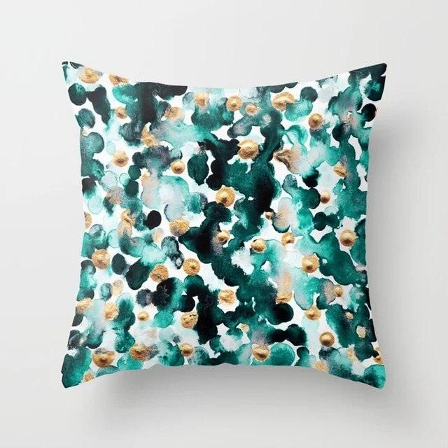 Flower Leaves Pattern Throw Pillow Case Teal Blue Cushion Covers Modern Teal Throw Pillow Covers Ocean Bohemia Decorative Couch Pillow Cases Sea Cotton Linen Decorative Pillowcases
