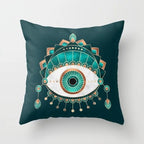 Flower Leaves Pattern Throw Pillow Case Teal Blue Cushion Covers Modern Teal Throw Pillow Covers Ocean Bohemia Decorative Couch Pillow Cases Sea Cotton Linen Decorative Pillowcases