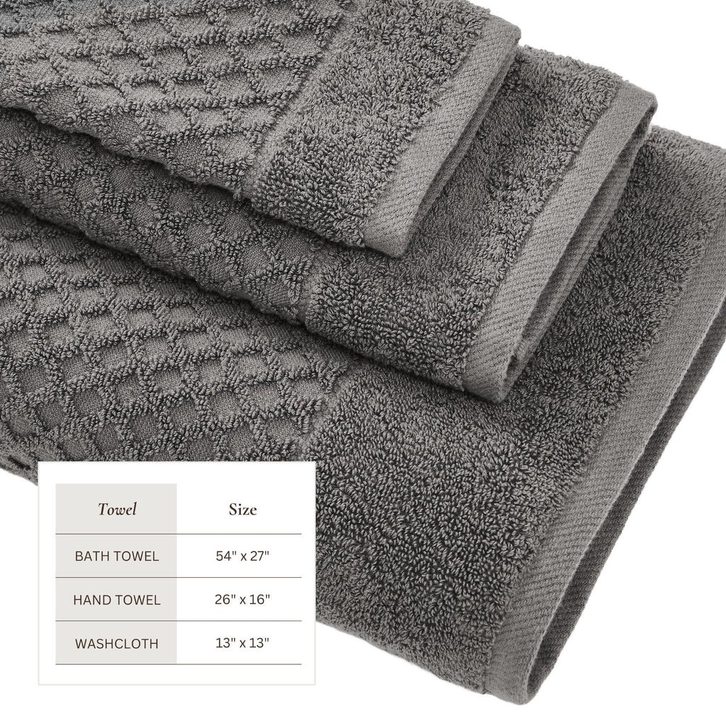 Cotton Diamond Waffle Weave Bath Towel Set - Grayson Collection