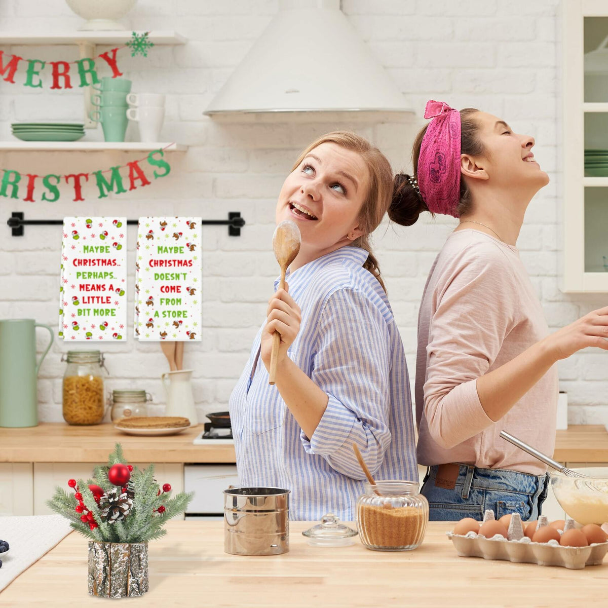 Funny Christmas Towels 2 Pack Absorbent Kitchen Bathroom White Elephant Gifts