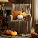 Yookeer 2PCS Halloween Pumpkin Throw Pillows Velvet 3D Soft Decorative Cushion