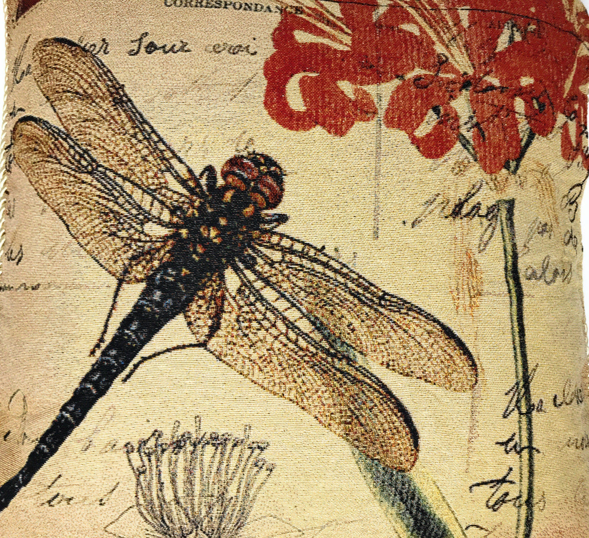 DaDa Bedding Set of 2-Pieces Dragonfly Dreams Nature Garden Tapestry Throw Pillow Covers w/ Inserts - 18" x 18"