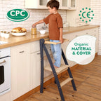Toddler Tower: Foldable Step Stool for Toddlers - Beige
