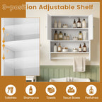 Bathroom Wall Cabinet with Towel Bar and Open Shelf and Adjustable Shelf