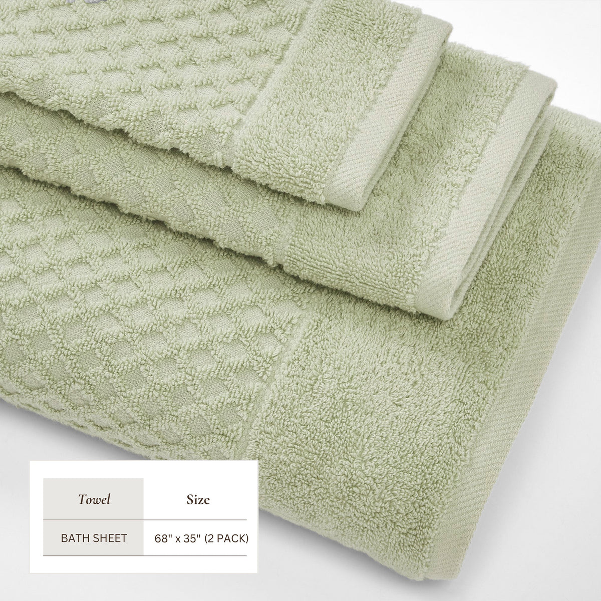 Cotton Diamond Waffle Weave Bath Towel Set - Grayson Collection